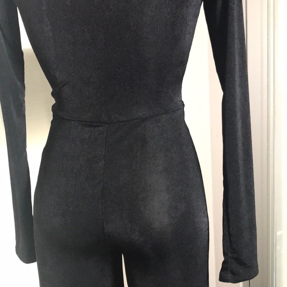 NWT 🤤Pant Jumpsuit Deep V Neck Plunge Black - Picture 4 of 7